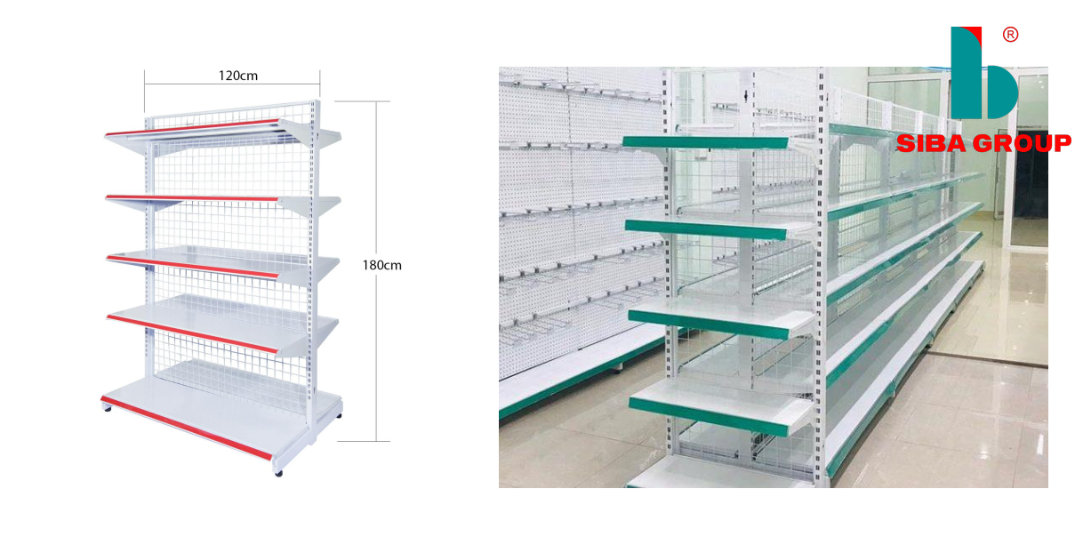 Kệ kép siêu thị ngăn lưới