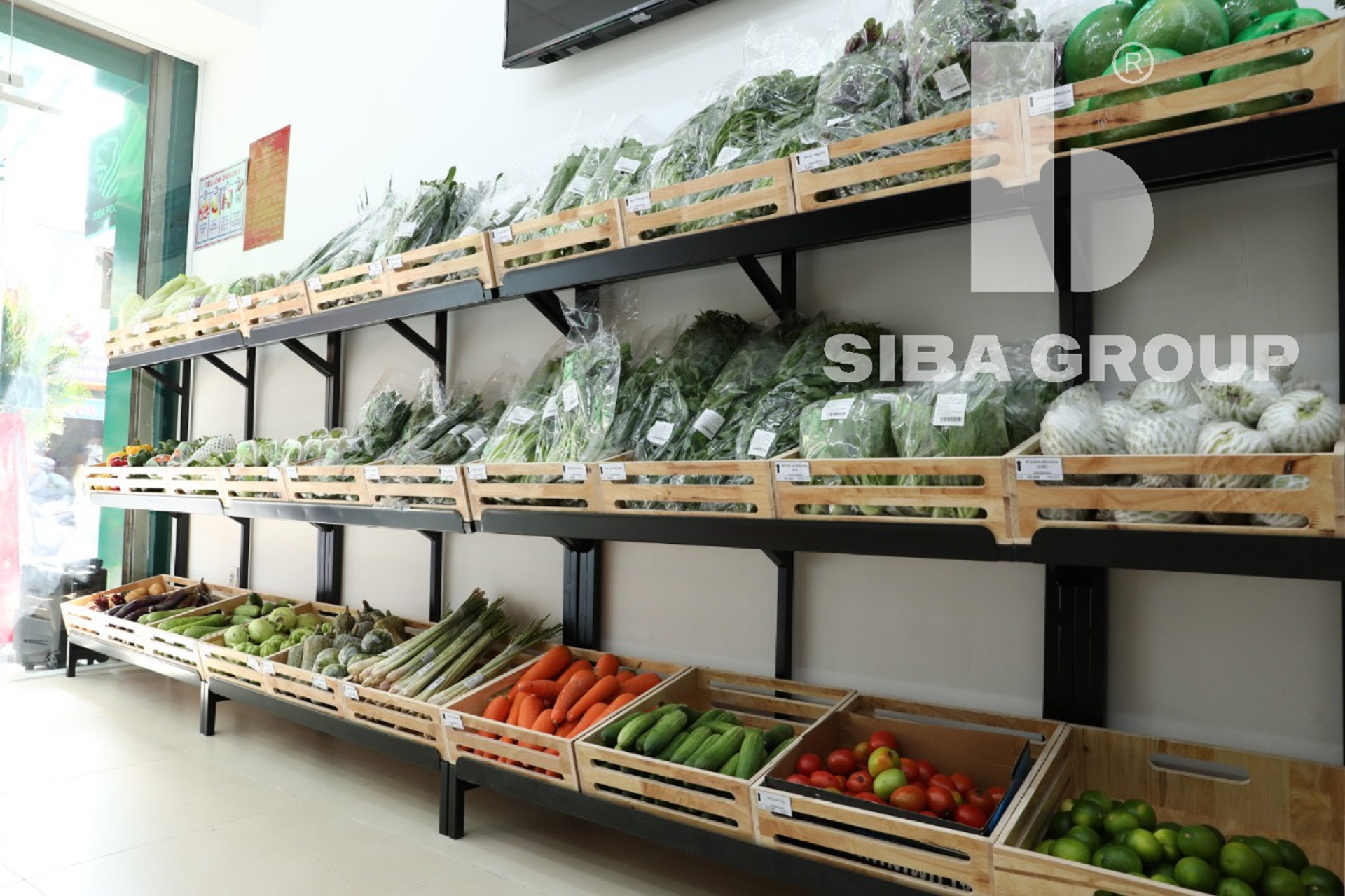Thiết kế và thi công kệ trưng bày rau củ cho chuỗi cửa hàng thực phẩm